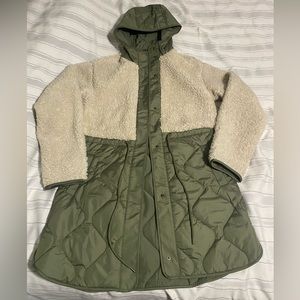 Quilted Sherpa Long Jacket